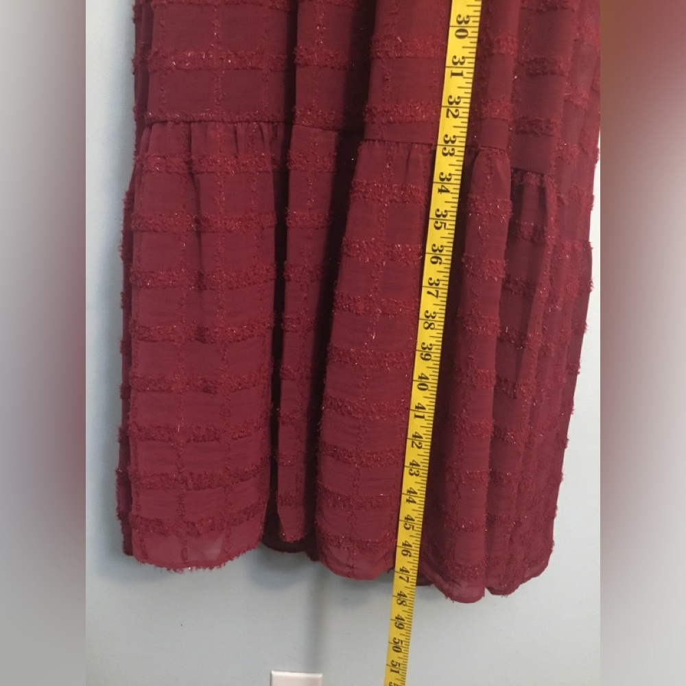 English Factory Burgundy Maxi Dress with Tie Sleeves - Picture 2 of 13